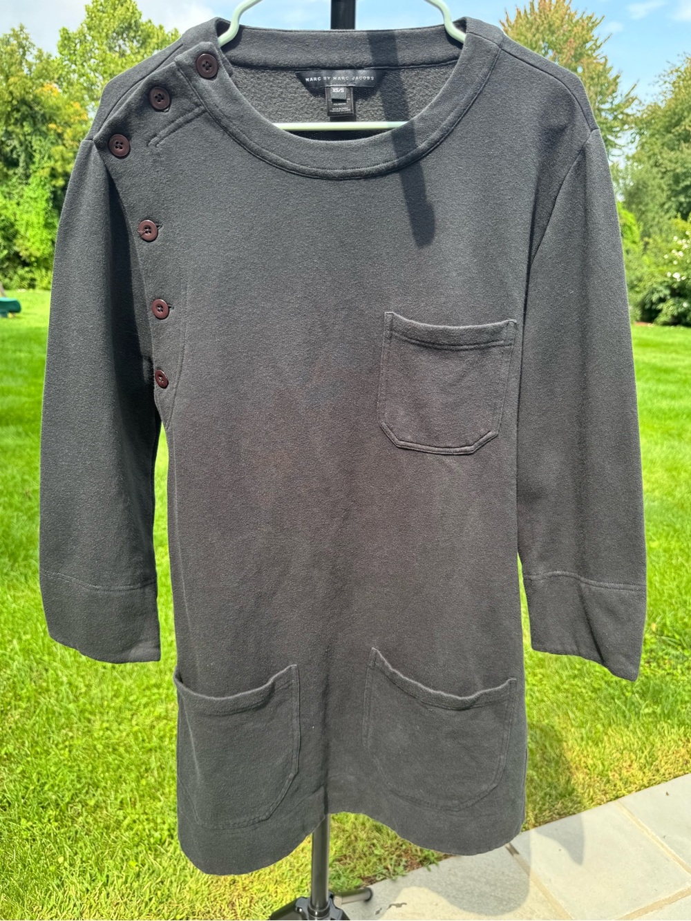 Marc by Marc Jacobs Black Pocket Tunic Sweatshirt Dress - size XS/S
